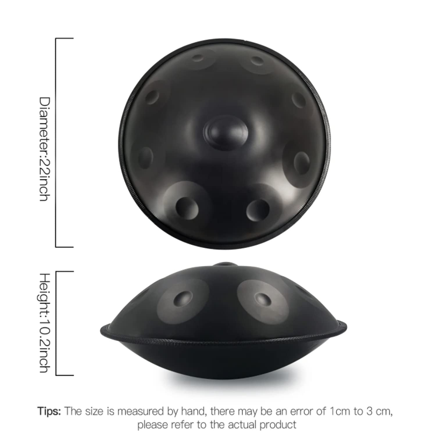 Tamburo a Disco Manuale in Re Minore, Tamburo Fatto a Mano a 9 Toni, Set di Tamburi Handpan 432Hz con Borsa, Martello Handpan, Supporto, per Guarigione del Suono, Sollievo dal