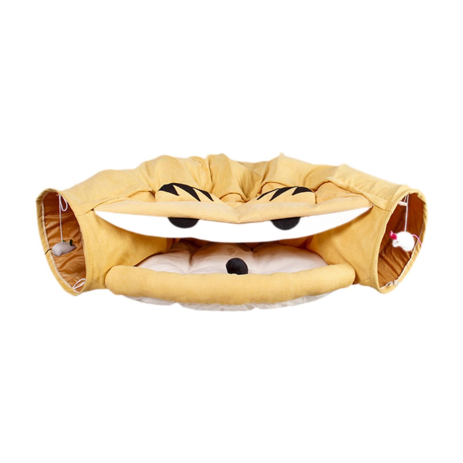 Tunnel pour Chat Tunnel pour Animal Lit pour Chat Tapis avec Jouet Flanelle Antidérapant Convient Aux Chats D'Intérieur Repos Cachette, Jaune