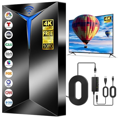 2026 Premium TV Antenna Indoor/Outdoor, 3200+ Miles Long Range for Local Channels, HDTV Antenna for Smart TV - Supports 8K 4K 1080P HD, Clear Reception, Easy Setup with 26ft Cable