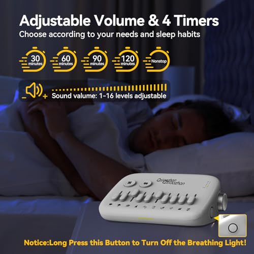 White Noise Sound Machine for Sleep with Slider Rail Button for DIY, Rechargeable & Adjustable Volume Sound Machine with 30 Soothing Sounds & Timers for Travel,Insomnia,Adults (Sleek White) - Image 5