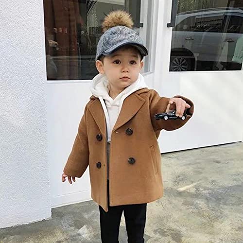 Kids Toddler Boys Girls Dress Coat Elegant Notched Collar Double Breasted Wool Blend Peacoat Baby Trench4