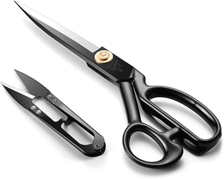 Heavy Duty 9 inch Fabric Scissors, Dressmaking Shears for Clothing | High Carbon Steel Material Blade, Rubber Handed Holder, Cutting for Crafting, Leather, Dressmaking, Tailoring, Altering