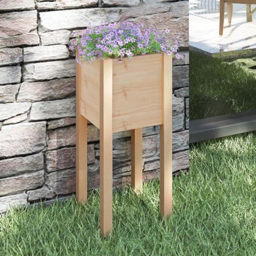Yisssmeng 12.2x12.2x27.6 Large Rustic Pine Wood Planter Box Outdoor Square Garden Pot for Flowers Herbs Tomatoes Patio Balcony Terrace