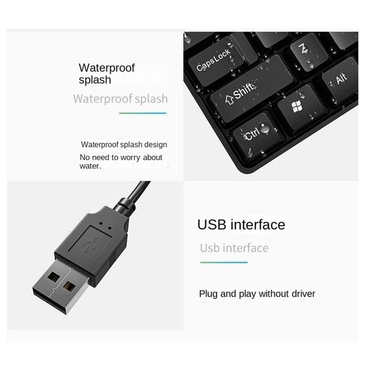 Kompaktowa Zestaw Klawiatury I Myszy Przewodowy Komputer Biurowy Notebook Zewnętrzna Gra Uniwersalna Dla Komputerowego(Black)