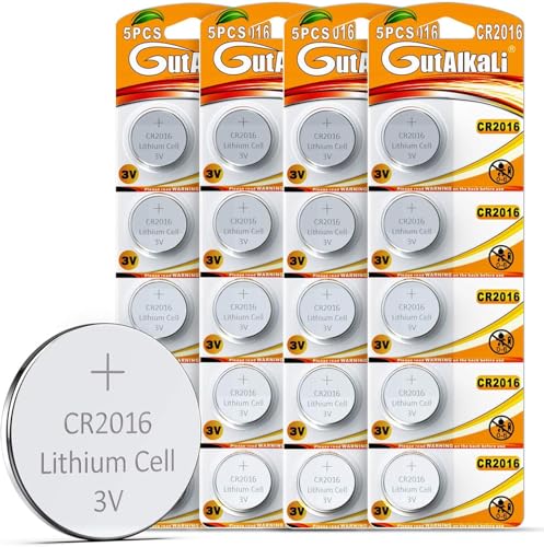 GutAlkaLi 20 Stück CR2016 3V Lithium Knopfzellen CR 2016 Batterien
