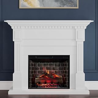 Modern Ember Augustine White Mantel Package 55