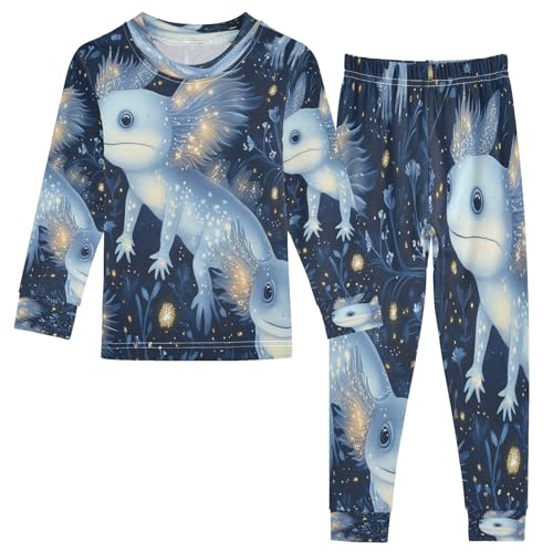 Pajama Sets Long Sleeve Glowing Axolotls in Night Soft Comfy Sleepwear 2 Piece PJS 3-8T