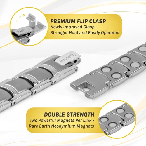 Image of MagnetRX Ultra Strength Magnetic Anklet - Effective Magnetic Ankle Bracelets for Men - Titanium Mens Ankle Bracelet with 48 Magnets (Silver)