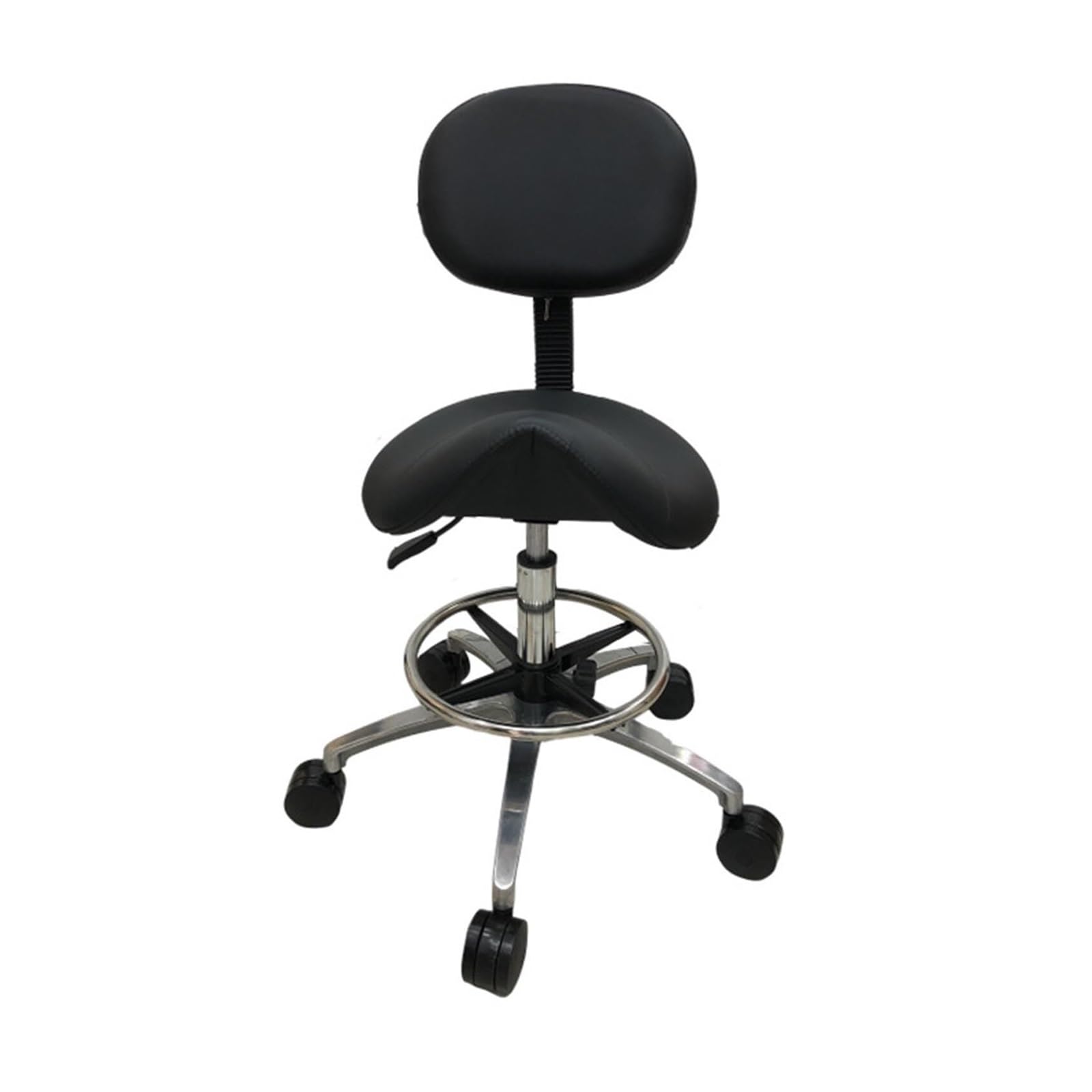 METTEOR Saddle Stool with Back Adjustable Saddle Chair Swivel Rolling Stool for Spa, Salon, Dental, Massage and Esthetician