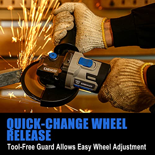 Dekopro Cordless Angle Grinder, 4-1/2"/5" Pad, 20V Cordless Angle Grinder W/ 4.0Ah Battery Charger, 8500Rpm Brushless Motor, Auxiliary Handle, Suitable For Metal Wood #TOP6