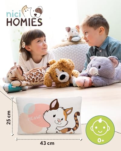 NICI Kissen Glückskatze 43x25cm - braun - Flauschiges Kuscheltierkissen für Jungen, Mädchen Kuscheltierliebhaber, ideal für Zuhause, Kindergarten oder unterwegs - 62164