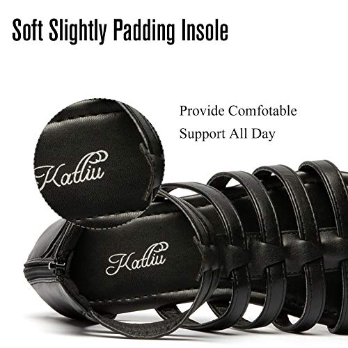 katliu Women's Gladiator Sandal Strappy Flat Sandals Two Ankle Buckle4