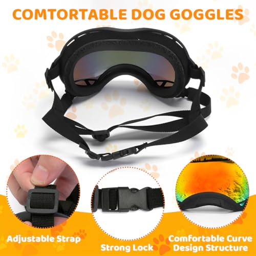 KUMSODE 1 Stück Hundebrille, Brille Hund UV-Schutz, Winddicht Hunde Brille, Sonnenbrille Hund mit Verstellbare Riemen, Hundesonnenbrille für Mittel Große Hunde, zum Autofahren,Outdoor-Aktivitäten