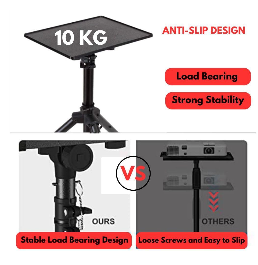 inlight® Tripod Stand for Projector, Laptop, Speaker, height adjustable from 26 Inch - 42 Inch for Office, Home, Stage, Studio, DJ Rack Holder Mount(Black)