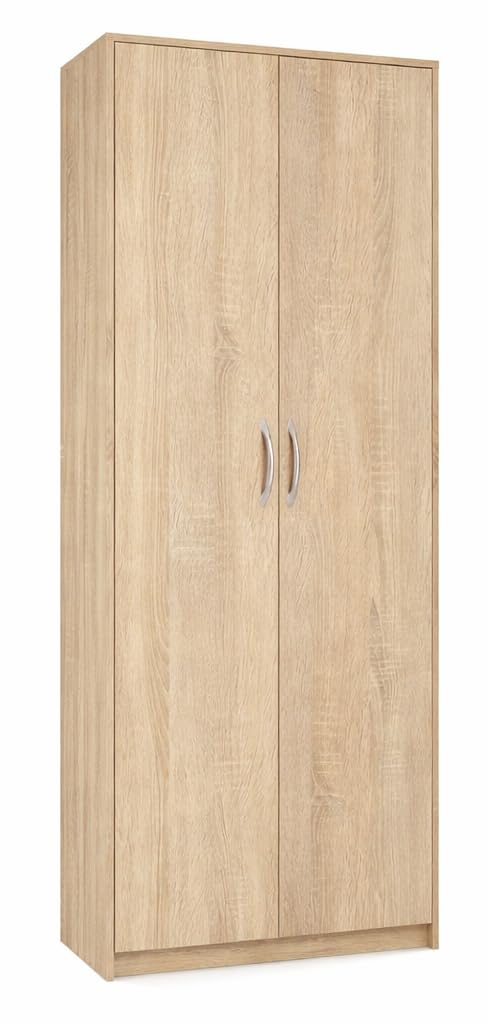 Armoire Multi-usages avec 2 Portes et 8 Compartiments - Bibliothèque - Armoire de Bureau - Armoire de ménage - 180 x 74 x 35 cm (Sonoma)