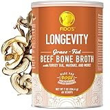 Fido's Longevity Bone Broth for Dogs - Turkey Tail + Maitake Mushroom - Grass-Fed Beef Bone Broth Powder - Dog Immune Support - Mushroom Supplement for Dogs - Dog Food Topper for Dry Food - 60 Scoops