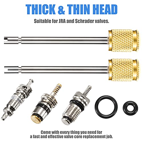 Frienda R134A R1234Yf Valve Core Tool, 35 Pieces Air Condition Valve Core A/C R12 R134A R1234Yf Refrigeration Schrader Valve Core, 3 Pieces Remover Tool With 20 Pieces O-Ring Rubber Seal For Car #TOP3