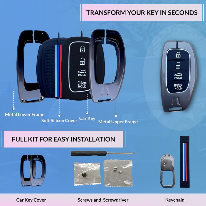 Image of NEODRIFT 'KeyShield' Car Key Cover for Hyundai Xcent (Shape 4, 04 Buttons) (Durable, Stylish, and 360 Protection)