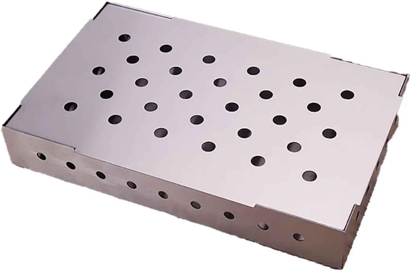 iDili Outdoor Barbecue Tools Stainless Steel Smoker Box Charcoal Fruit Wood Chip Smoker Box to Add Smoky Flavor to Food (A)