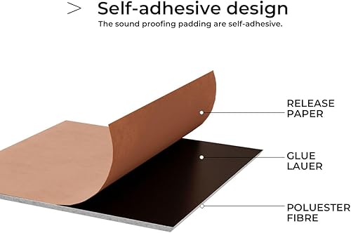 Miniatura 2 de Paquete de 18 paneles acústicos autoadhesivos cuadrados grises de 12 x 12 x 0.4 pulgadas, paneles de pared insonorizados de alta densidad que