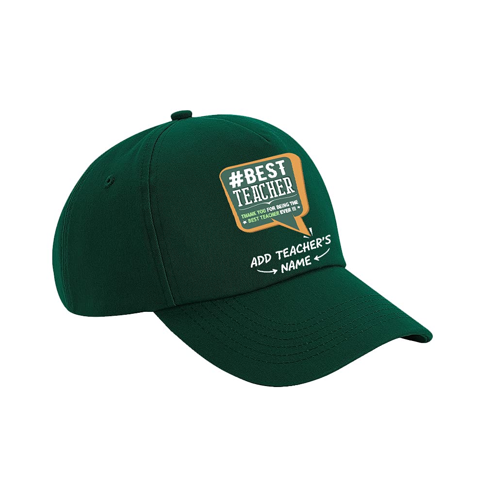 Getagift Unisex Green Personalised Best Teacher Ever, Thanks Giving, Teacher’s Day, Teacher Appreciation, End Of School Year, Retirement Gift, Birthday Present, Authentic 5 Panel Cap. (Green)