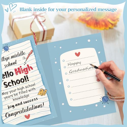 Image of FLYAB 8th Grade Graduation Gifts - 5.5 inchx8 inch 8th Grade Graduation Card with Envelope Funny Grad Gift for Her Him Graduate Teenagers Boys Girls Daughter Son Granddaughter Grandson