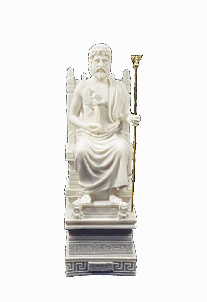 Estia Creations White Zeus Throne Staue Ancient Greek God King Of All Gods Sculpture
