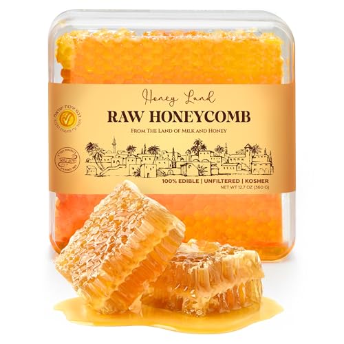 Honey Land 100% Pure Raw Honeycomb Kosher, All Natural, Unfiltered Honey Combs - Great for Events or...