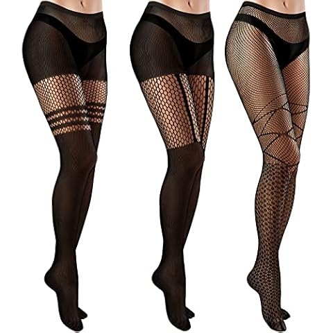 SATINIOR 3 Pairs Faux Thigh High Tights Cover