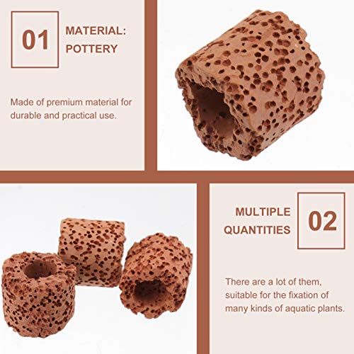 Popetpop Root Tabs 10Pcs Aquatic Water Plant Fixed Ring For Aquarium Landscape Ceramic Plant Pot Ring Tool Aquarium Decoration Fish Tank Accessories Live Aquarium Plants #TOP5