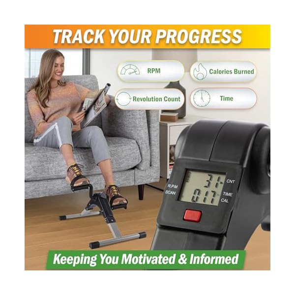 Wakeman Fitness Folding Pedal Exerciser with Electronic Display (Grey) 4 Wakeman Fitness Folding Pedal Exerciser with Electronic Display (Grey) - Image 4