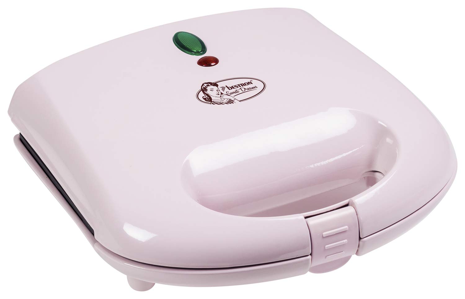 Bestron Gofrownica brukselska w stylu retro, gofrownica do 2 belgijskich gofrów, z powłoką nieprzywierająca i lampką kontrolną, 700 W, kolor: Różowy