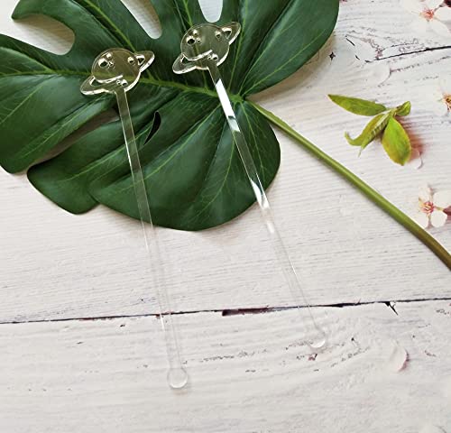 Pack of 20 Planet Stir Sticks, Cocktail Drink Swizzle Sticks,Acrylic Drink Stirrers for Jupiter Party, Space Theme (Clear)