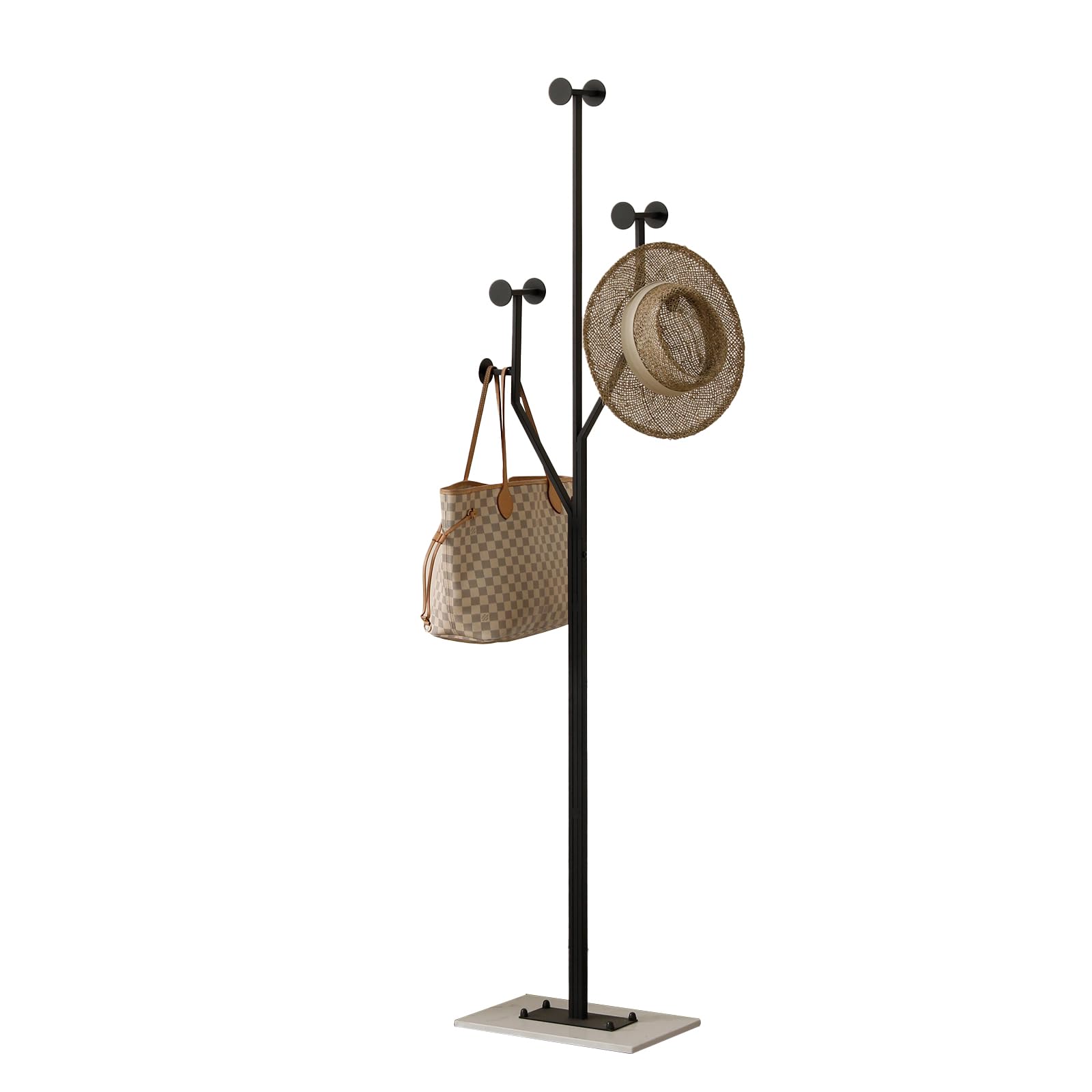 Heavy Duty Coat Rack Tree-shaped Metal Freestanding Coat Tree with Sturdy Marble Base Corner Coat Rack for Bedroom Entryway Hallway 14.96 x 10.24 x 68.9 Inches (Black)