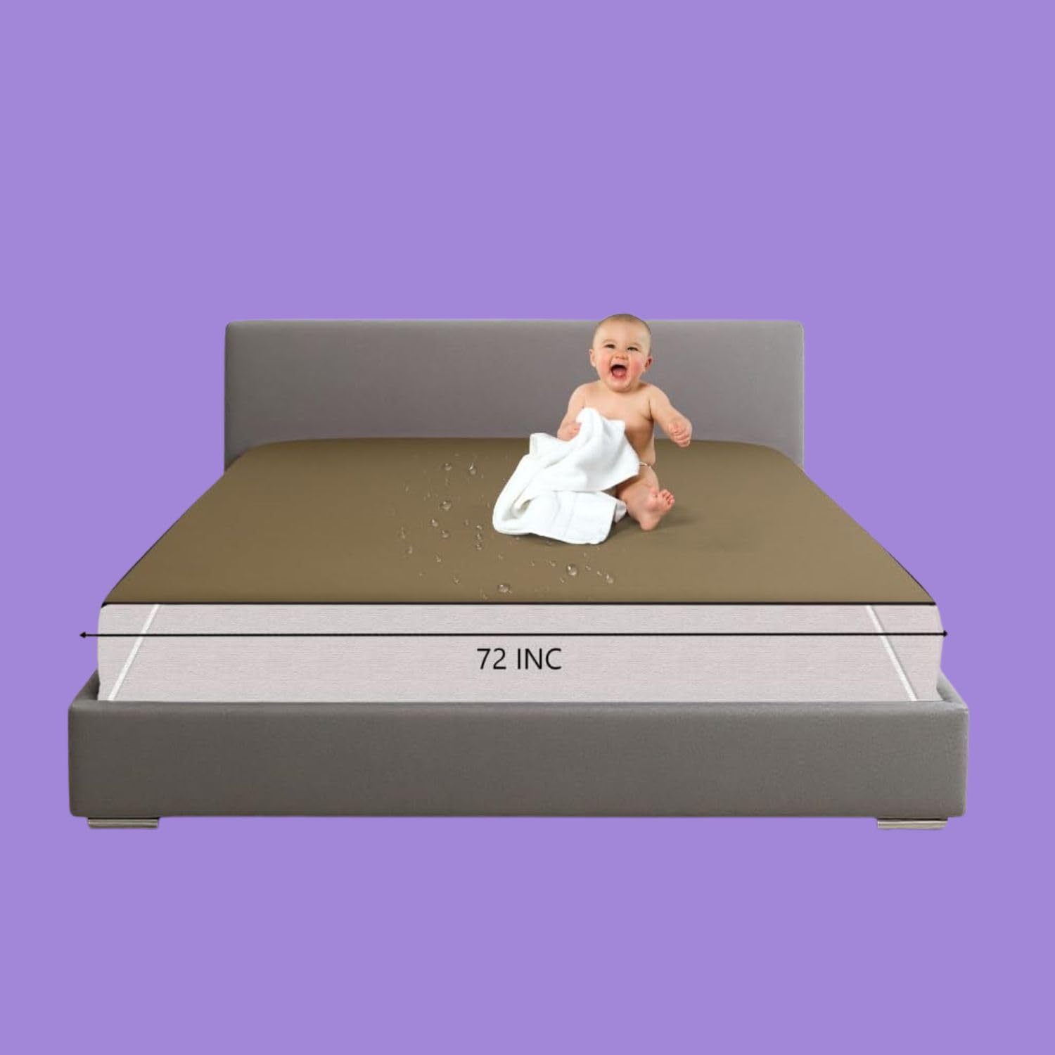 Cotton Terry Mattress Protector for King Bed Waterproof Light Brown Cover-image-35