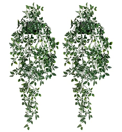2 Piezas de Plantas Colgantes Artificiales, Plantas de Plástico, Plantas Artificiales, Plantas Falsas, Aptas para Interiores, Exteriores, Jardín, Cestas de Pared, Decoración de Bodas Cover