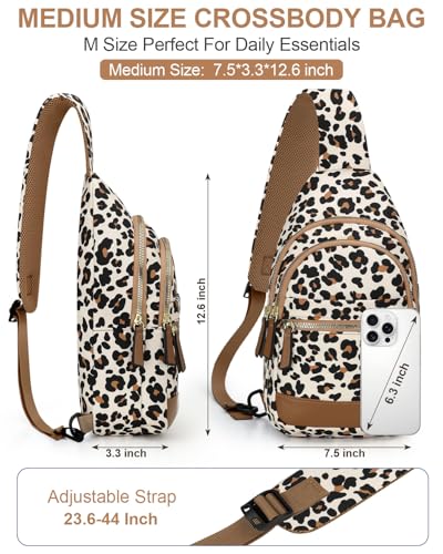 Image of Capolo Sling Bag for Women Men Waterproof Crossbody Bags for Women Trendy Casual Fanny Pack with Convertible Shoulder Strap Chest Bag for Travel Hiking(Leopard, Medium)