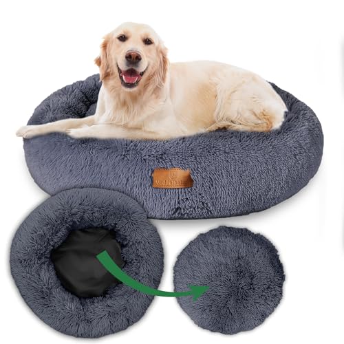 Veddelholzer Ø 60 cm (S) Dunkelgrau Hundebett Katzenbett Hundekissen Hundebetten in mehreren Größen Hundebett große mittelgroße kleine Hunde waschbar in hellgrau und dunkelgrau für alle Hunde & Katzen