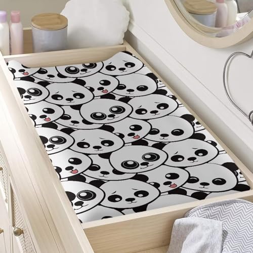Image of Panda Changing Pad Cover for Baby Girls Boys Diaper Change Table Sheet Cover Santa Claus Breathable Soft Changing Table Cover Mat Sheet Covers
