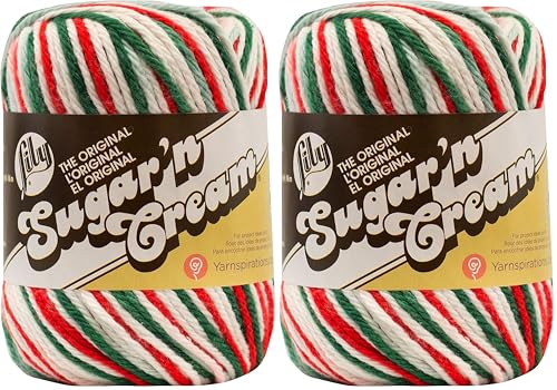 Image of Lily Sugar 'N Cream The Original Ombre Yarn, 2oz, Gauge 4 Medium, 100% Cotton, Mistletoe - Machine Wash & Dry (Pack of 2)