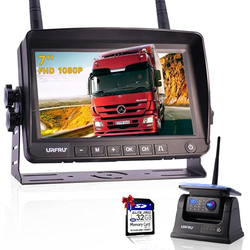 URFRU Solar Wireless Backup Camera for Trucks with 7-inch Monitor HD Display...