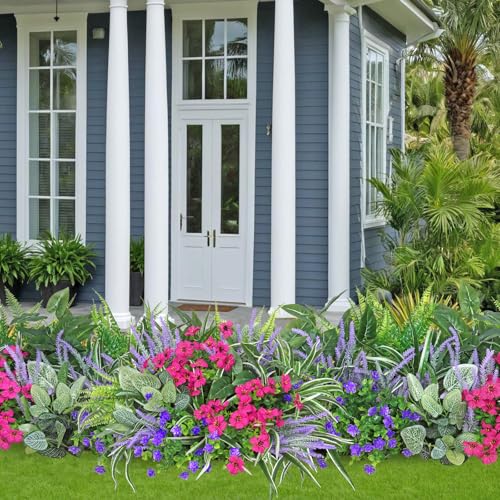 UXORSN 20PCS Artificial Plants Outdoor Fake Flowers UV Resistant Artificial Flowers Greenery Stems Boston Fern Lavender Faux Shrubs Plastic Plant for Garden Porch Planter Window Box Decor - Cosy Home Interiors UXORSN 20PCS Artificial Plants Outdoor Fake Flowers UV Resistant Artificial Flowers Greenery Stems Boston Fern Lavender Faux Shrubs Plastic Plant for Garden Porch Planter Window Box Decor - Image 6