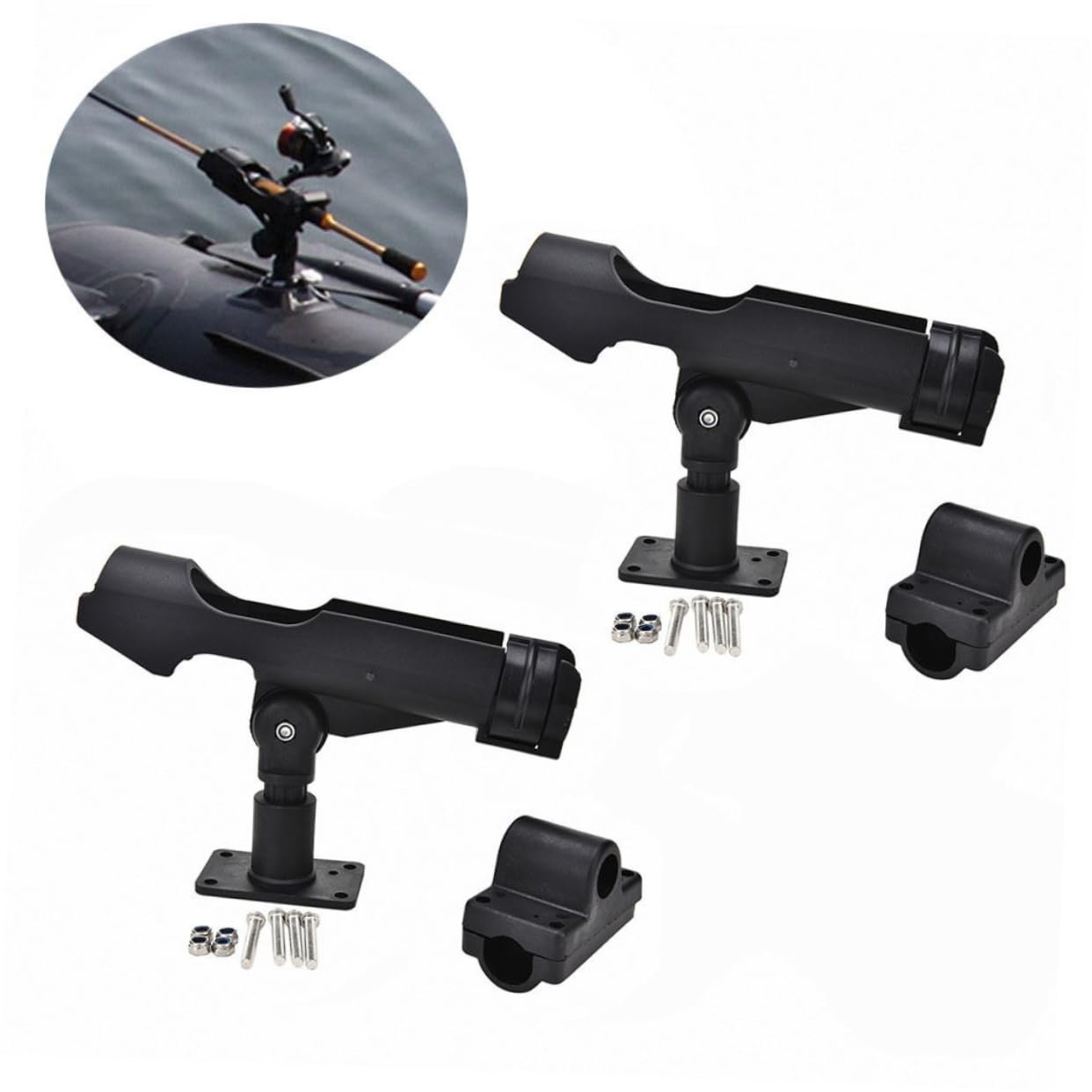 YARNOW Supporto Per Canna Da Pesca Per Kayak/yacht 4 Pezzi Staffa Girevole Viti in Acciaio Inossidabile Facile Installazione Nylon Accessorio Per Barca