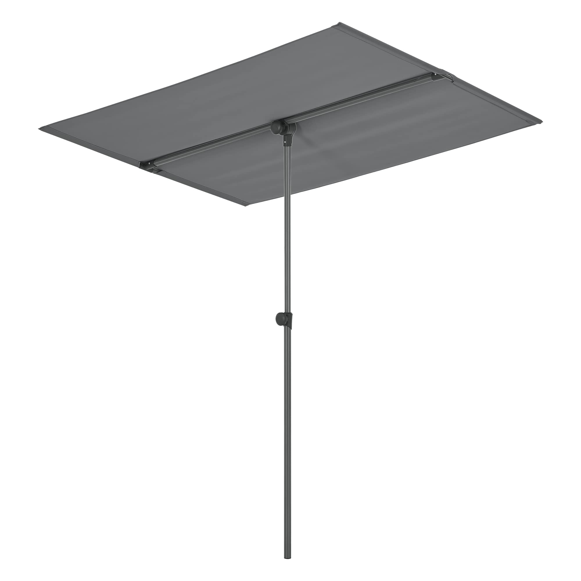 pro.tec Sombrilla para Terraza Parasol Plana Rectangular Inclinable Ajustable 180 x 130 cm Aluminio con Poliéster Impermeable Gris