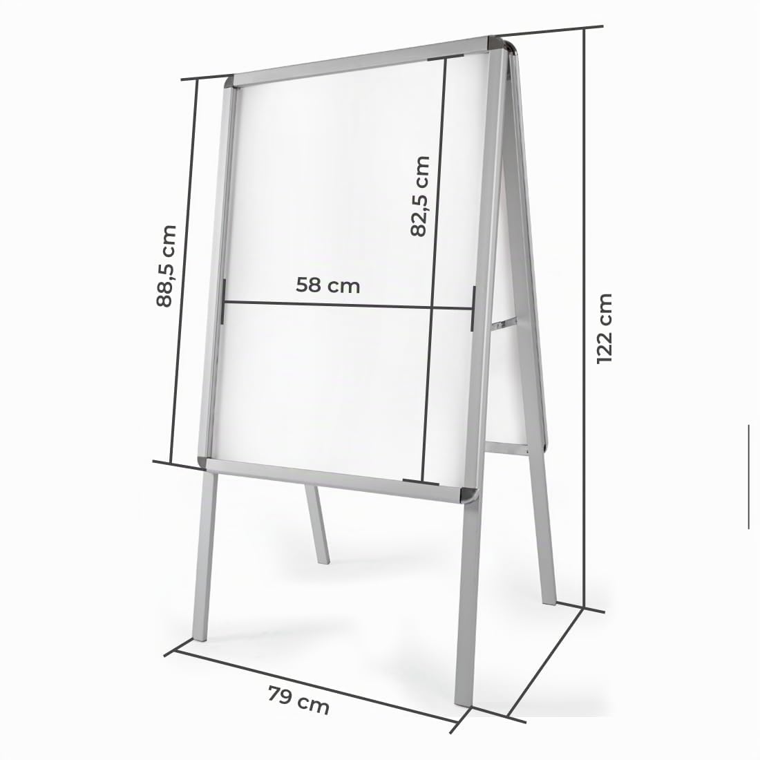 tectake® Stop trottoir exterieur A1 en Aluminium Porte affiche Porte menu restaurant bar exterieur 64x65x118cm Chevalet trottoir Panneau d’affichage Presentoir avec 2 films Résistant aux intempéries
