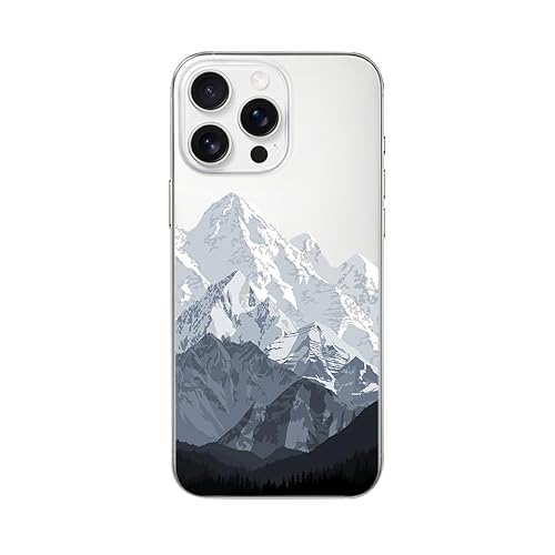Blingy's for iPhone 16 Pro Max Case, Snow Mountain Pattern Cool Scenic Landscape Nature Design Transparent Soft TPU Protective Clear Case 6.9 inch (Mountain Peak)