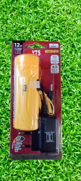 KMDR YTS YT-105 12 Watt Hi-Power Laser LED Rechargeable Torch with 3.7V 2000mAh Li-ion Battery Rechargeable with 4.2V Adaptor Charger (Yellow) (B0CJWLH6F4) Amazon Price History, Amazon Price Tracker
