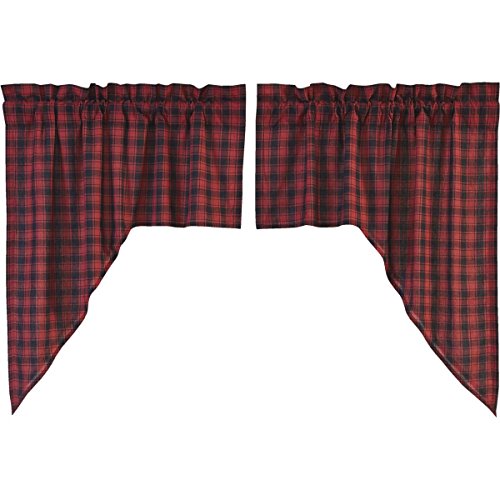 VHC-Brands-Rustic-Lodge-Kitchen-Window-Curtains-Cumberland-Swag-Pair-36x36x16-Chili-Pepper-Red VHC Brands Rustic Lodge Kitchen Window Curtains Cumberland Swag Pair 36x36x16 Chili Pepper Red