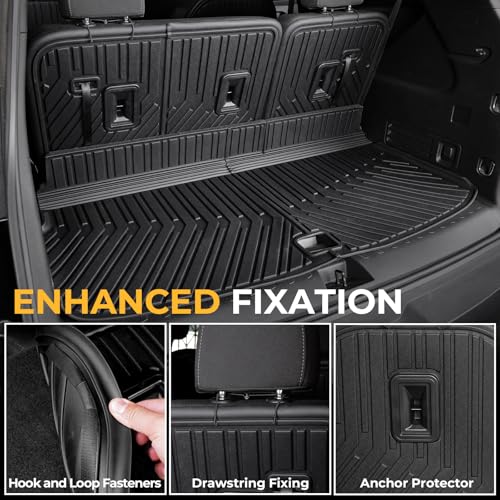 Image of Floor Mats for Chevy Traverse 2018-2023, All Weather Floor Mats Trunk Cargo Liner with Backrest Protectors Accessories, Full Coverage Set (Fit 7 Seats)