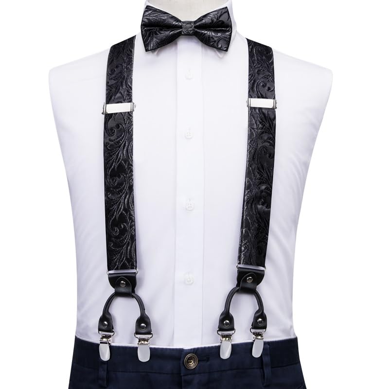 Set ajustable de tirantes con moño y pañuelo floral para hombre miniatura 3